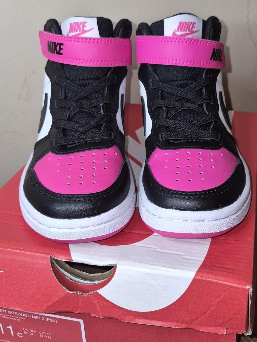 Nike Kids High-Top Sneakers in Hot Pink, Black & White